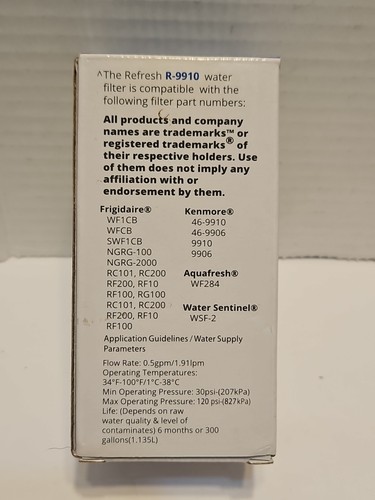 Refresh R-9910-S Replacement Refrigerator Water Filter, New and Sealed - Picture 3 of 6