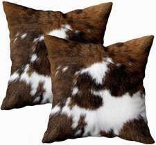 Pack of 2 Throw Pillow Covers Christmas Cowhide Printing Western 18X18 Pillow Co