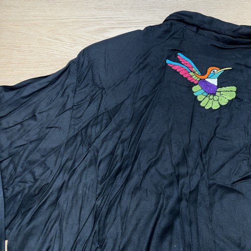 NWT Black Hummingbird Embroidered Long Sleeve Button Down Shirt - 3X Womens Bird - Picture 18 of 21