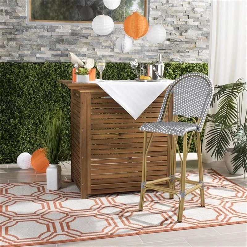 Taburetes de bar de exterior PE mimbre muebles de patio modernos aspecto fresco espacio de jardín nuevos Foto 3 de 4