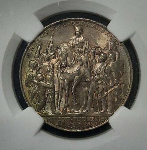 1913-A Deutschland 3 Mark MS63 & 2 Mark MS62 Silber NGC, Napoleon Niederlage - Bild 6 von 7