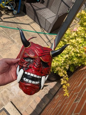 Japanische Oni Maske, Dämonenmaske, Samurai Maske, Ziermaske