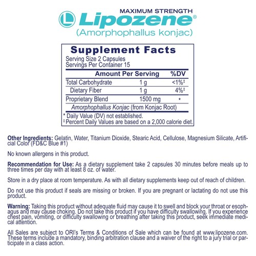 Lipozene Diet Pills Weight Loss Supplement 4 Bottles 30 Capsules Each Total 120 - Picture 5 of 6
