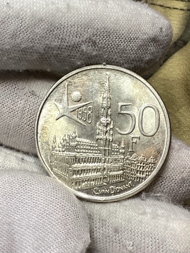 1958 Belgium 50 francs Silver! High Grade! - Picture 2 of 4