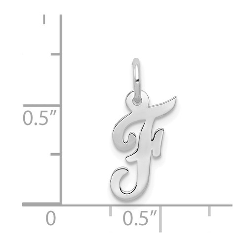14k White Gold Small Script Letter F Initial Charm Pendant Perfect Gift for Her - Picture 3 of 4