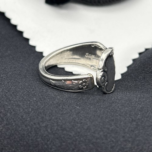 Vintage Silverplate Cutlery Silver Spoon Ring Hand Crafted Rodd Camille Floral A - Picture 12 of 20