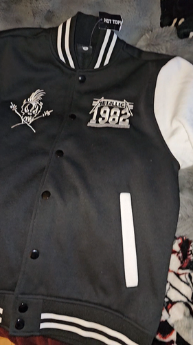 METALLICA VARSITY JACKET MENS SMALL WHITE LETTERMANS METAL BAND 1982 - Video 1 of 1