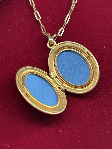 14K Gold Fill Marathon Embossed Rose Tri-Color Oval Locket Pendant Necklace 18” - Picture 2 of 12