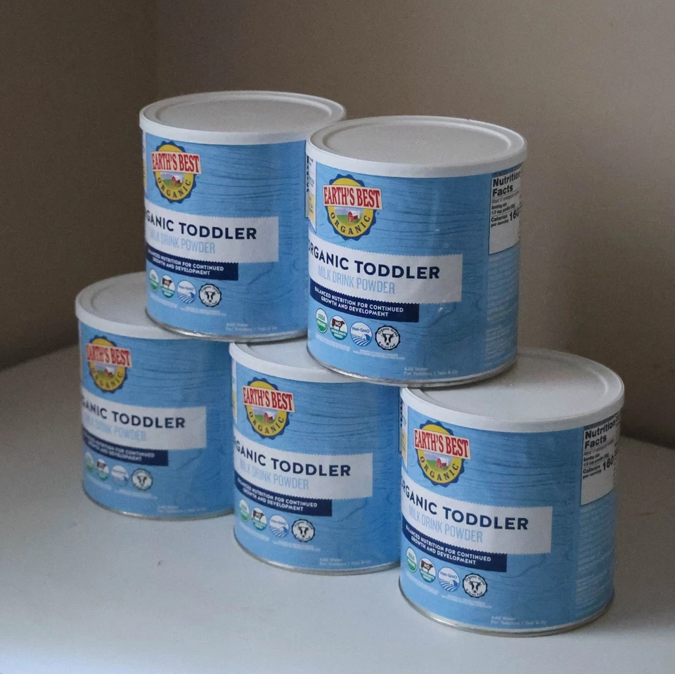 5 latas Earth's Best bebida de leche orgánica en polvo fórmula para niños pequeños con hierro 21 oz 26/04 Foto 2 de 4