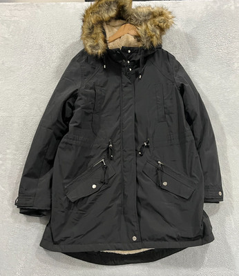 Another Choice Park Jacket Womens XL Faux Fur Lined Hood Winter Full Zip