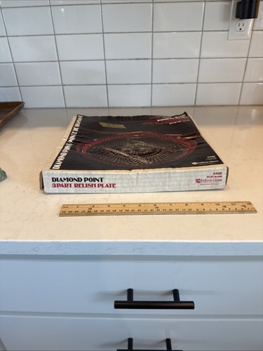 Indiana Glass Diamond Point Ruby Band 3-Part Relish Tray in its original box - Picture 4 of 5