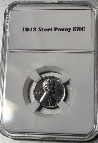 1943 P Lincoln Steel Wheat Cent / Penny BU-UNCIRCULATED* In NGC Style Case