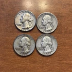 LOT OF 4 - 1952, 53-D, 54-D, 59-WASHINGTON QUARTERS 90% SILVER