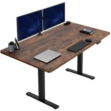 VIVO Electric 71”x36” Stand Up Desk, Rustic Vintage Brown Table Top, Black Frame