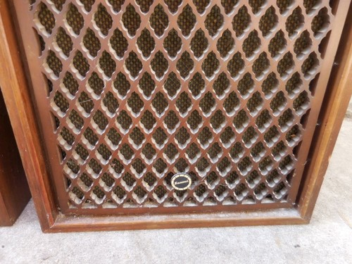 Vintage Sansui SP-50 25W 2-Way Bookshelf Stereo Speakers Wood w Lattice Grills - Picture 11 of 18