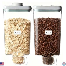 Airtight 2 x 4.2Qt BPA-Free Food Storage Containers with Pop Lids for Pantry Use