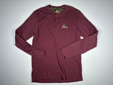 Mossy Oak Henley Shirt Men Medium Red Thermal Long Sleeve Hunting Outdoor