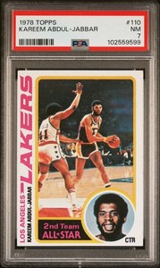 1978-79 Kareem Abdul-Jabbar PSA 7 Topps #110 Card NM Certif 102559599 LA Lakers