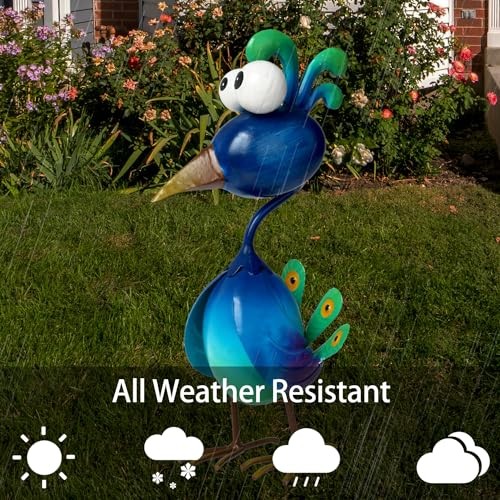 Peacock Decor Metal Yard Art Outdoor Statues Lawn Decorations Outside Green - Picture 4 of 8