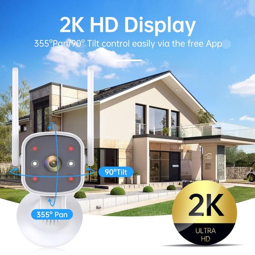 Outdoor Security Camera with 2K Ultra Color Night Vision, Pan Rotating 180° W... - Picture 3 of 6