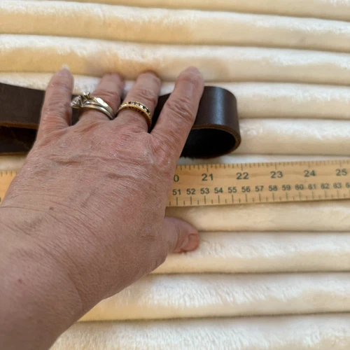 Vintage Old Nave Leather Belt Nubuck Brown 44” X 1.5 “ slide-through Lock - Picture 10 of 10
