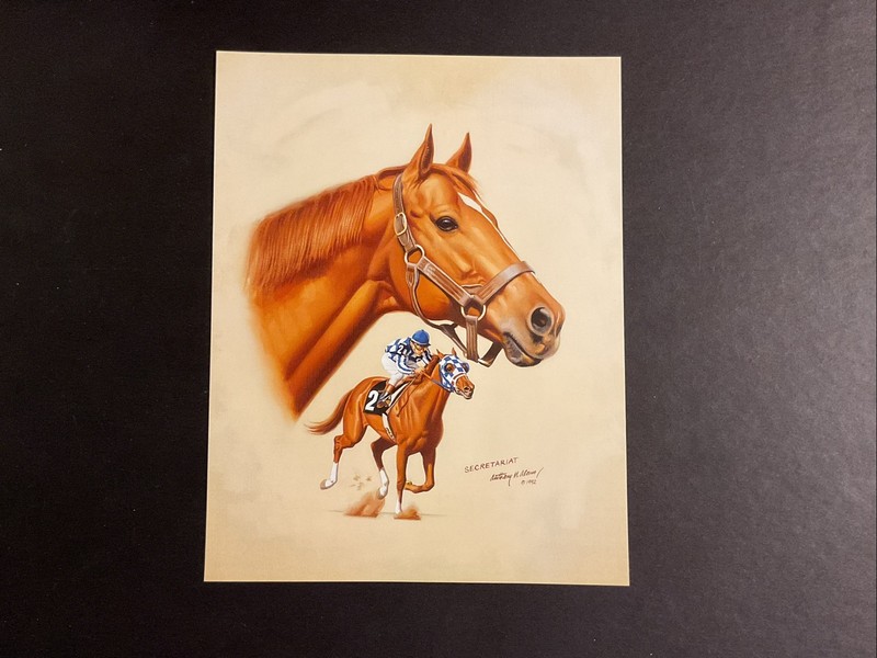 SECRETARIAT Photo Oil Painting 7 X 10 Horse Racing 1973 TRIPLE CROWN