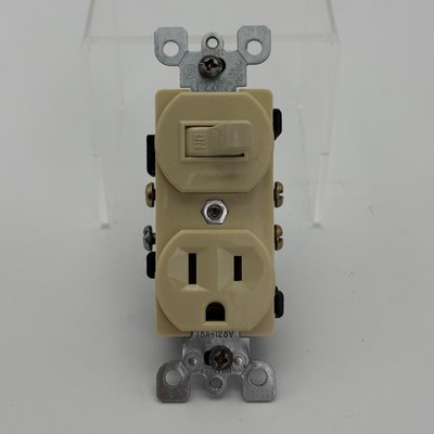 Leviton 5225-I Single Pole Duplex Combination Switch, NEW OLD STOCK