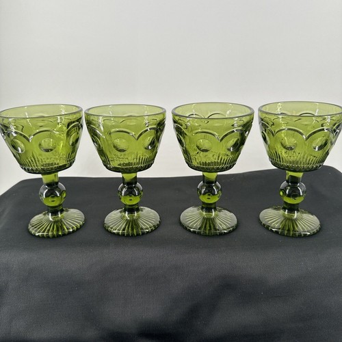 Wine Brandy Glasses 4 Bartlett Collins St. Genevieve Green Bullseye & Cane MCM