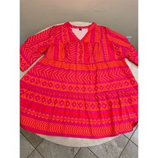 SHEIN Women's 6XL Fit & Flare Knee Length Dress Neon Orange/Fuchsia NEW! 