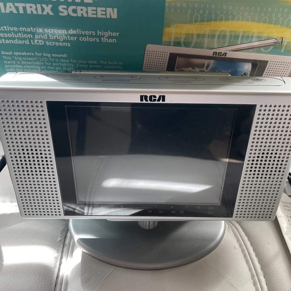 RCA 5” LCD TV Mini Portable Matrix Screen W Box Charger Accessories Tested Works - Image 2 of 4