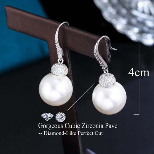 Orecchini perle zirconi placcati argento pendenti goccia perno cerchio donna gioielli - Foto 295 di 570