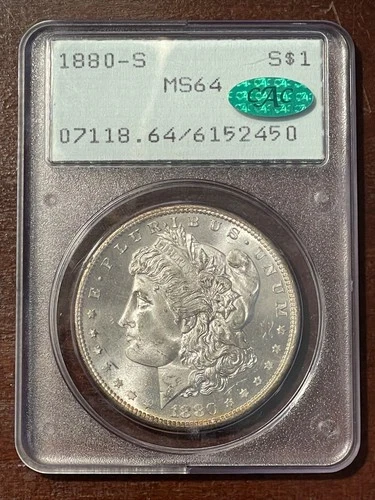 1880-S $1 Morgan Dollar PCGS MS64 CAC Old Green Rattler FREE SHIPPING