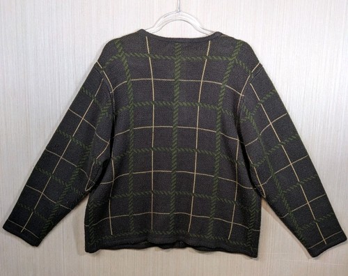 Crystal Kobe Vintage Damen Größe XL schwarz orange Herbst Blätter Strick Cardigan Pullover - Bild 6 von 9