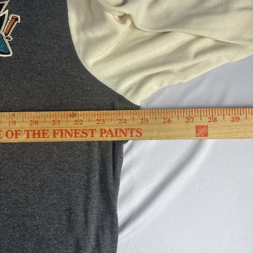 Vintage San Jose Sharks CCM Henley Shirt Mens XL Retro NHL Hockey Gray Cream - Picture 14 of 18