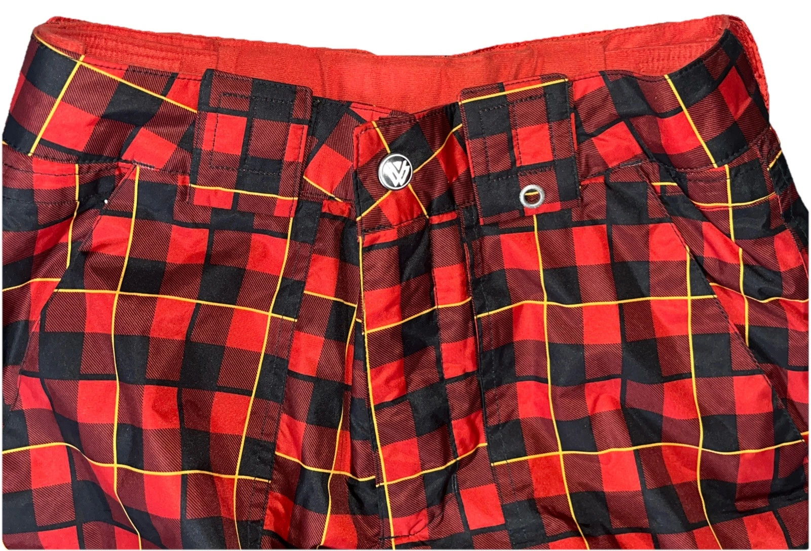 burton twc smuggler kingdom plaid dryride euc red pants