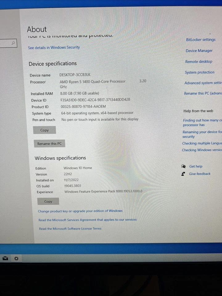 DELL INSPIRON 5675: AMD RYZEN 5 1400, HDD 1TB, 8GB RAM, WiFi/BT, RX570 W10 Foto 4 de 4