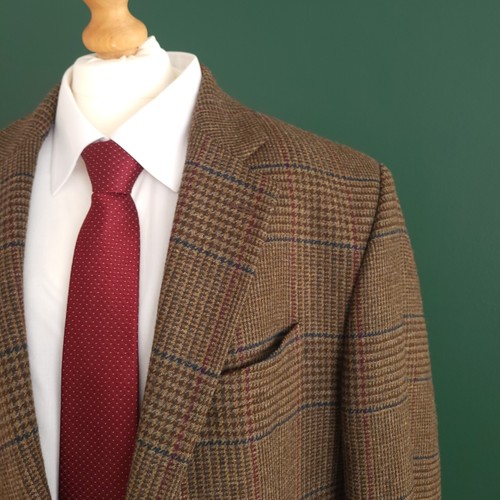 Charles Tyrwhitt Blazer Men's 44L Brown Tweed Wool Check Single-Breasted Jacket - Picture 16 of 17