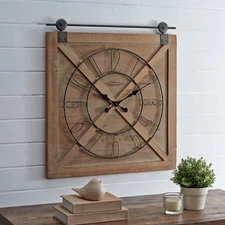 Farmstead Barn Door Wall Clock, Farmhouse, Analog, 27 x 2 x 29 in