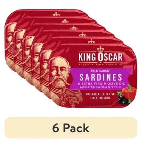 (6 pack) Wild Caught Sardines in Extra Virgin Olive Oil, Mediterranean Style 
