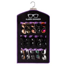 Black Purple Hanging Sunglasses Organizer Storage - Wall Mounted Glasses Hold...