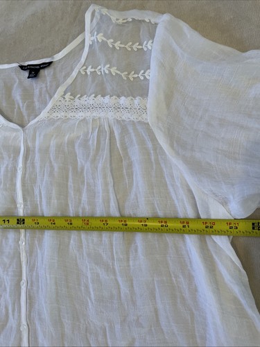 Zac & Rachel Blouse Women 2X White Flared Sleeve Embroidered Lace NWT Sheer - Picture 7 of 8