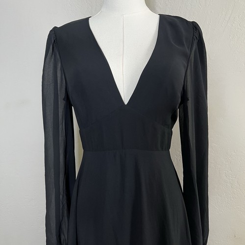 Maxi Vestido Lulus Talk About Divine Negro Manga Larga Sin Espalda Cuello Talla Grande NUEVO - Imagen 2 de 10