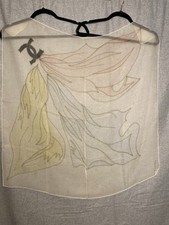 CHANEL Vintage Silk Scarf - Sheer, Pastel Pink, Cream, Blue