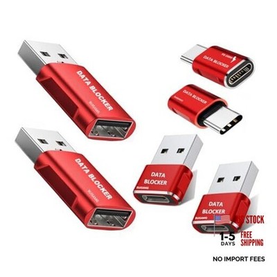 Data Blocker, USB A & USB C Data Blocker for iphone15 16 and Any USB C Red