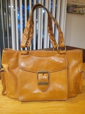 Vintage Eddie Bauer Leather Bag/purse With Braided Handles 13 X 9