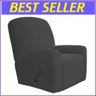 4-Piece Dark Gray Oversized Recliner Slipcover Set - Stretch Sofa Protector