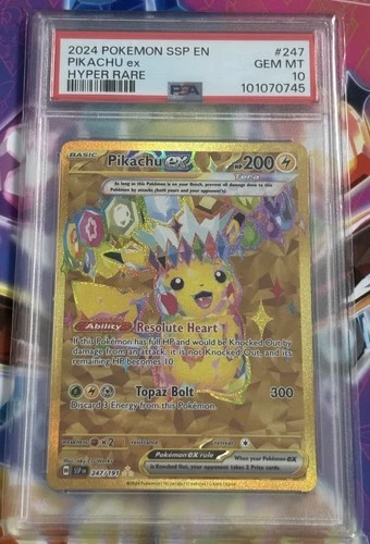 2024 POKEMON SSP EN-SURGING SPARKS HYPER RARE #247 PIKACHU EX PSA 10