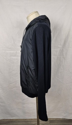 Saks Fifth Avenue Herren Hoodie Jacke M Navy Grau Reißverschluss Strickärmel Italy - Bild 8 von 14