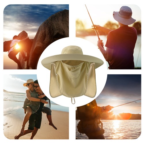 UV Protection Foldable Wide Brim Sun Hat Fishing Bucket Cap Waterproof Summer - Picture 56 of 233
