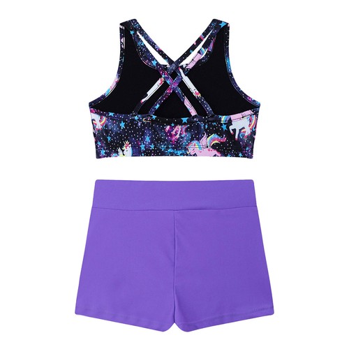 2Pcs Kids Girl Sport Suit Bra Top Outfit Gym Yoga Workout Leotard Swimwear - Picture 51 of 58